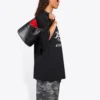 Balenciaga løpetrøye for menn med mønstertrykk og logo, løs passform, korte ermer, svart 641614TJVK61070