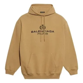 Balenciaga Paris Laurel fleece-trøye med trykk for menn, khaki 570811TIV259605 Balenciaga Paris Laurel fleece-trøye med trykk for menn, khaki 570811TIV259605