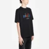 Balenciaga Paris Love T-skjorte for menn, vanlig passform, trykk, korte ermer, svart 594579TGV431000