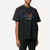 Balenciaga Paris Love T-skjorte for menn, vanlig passform, trykk, korte ermer, svart 594579TGV431000