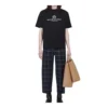 Balenciaga Retro Knit BB Paris-T-skjorte med trykk, kort ermet, for menn, svart 594579TGV601000