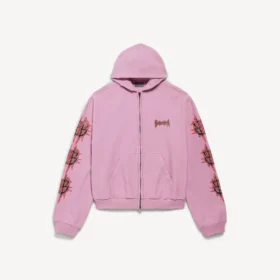 Balenciaga Sacra Cœur-hettegenser med glidelås i medium passform for kvinner, i gammelrosa