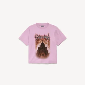 Balenciaga Sacra Cœur T-skjorte for kvinner med medium passform i gammelrosa Balenciaga Sacra Cœur T-skjorte for kvinner med medium passform i gammelrosa
