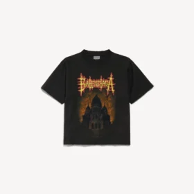 Balenciaga Sacra Cœur T-skjorte for kvinner med medium passform i svart Balenciaga Sacra Cœur T-skjorte for kvinner med medium passform i svart