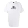 Balenciaga-skjorte for menn med logo-trykk, rund hals og korte ermer, hvit 583214TFV652569