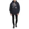Balenciaga Speedhunters Boysband-trykk, hette, lange ermer, marineblå, 541873TCV371055