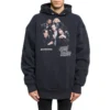 Balenciaga Speedhunters Boysband-trykk, hette, lange ermer, marineblå, 541873TCV371055