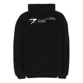 Balenciaga SS21 bomulls-langermet hettegenser for menn, stor størrelse, svart 620973TKV871070