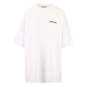 Balenciaga SS21 bomulls-T-skjorte med logo, rund hals og korte ermer for menn, hvit 641655TJV879040 Balenciaga SS21 bomulls-T-skjorte med logo, rund hals og korte ermer for menn, hvit 641655TJV879040