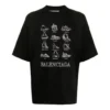 Balenciaga SS21 casual-trøye for menn med trykk, stor størrelse, korte ermer, svart 641614TJV801070