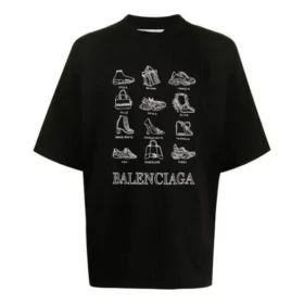 Balenciaga SS21 casual-trøye for menn med trykk, stor størrelse, korte ermer, svart 641614TJV801070 Balenciaga SS21 casual-trøye for menn med trykk, stor størrelse, korte ermer, svart 641614TJV801070