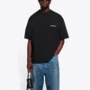 Balenciaga SS21 ensfarget T-skjorte med logotrykk og korte ermer for menn, svart 612966TJV871070