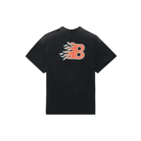 Balenciaga SS21 Flame Retro kortærmet T-skjorte for menn, svart 656978TKV701076 Balenciaga SS21 Flame Retro kortærmet T-skjorte for menn, svart 656978TKV701076