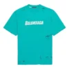 Balenciaga SS21 for menn med alfabetmønster, hull, rund hals og korte ermer – grønn 651795TKVB84661