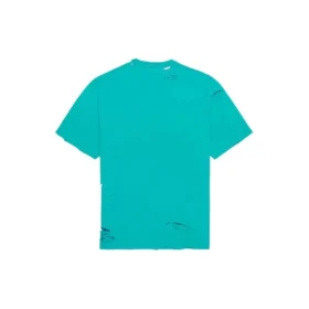 Balenciaga SS21 for menn med alfabetmønster, hull, rund hals og korte ermer – grønn 651795TKVB84661