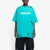 Balenciaga SS21 for menn med alfabetmønster, hull, rund hals og korte ermer – grønn 651795TKVB84661