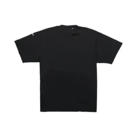 Balenciaga SS21 for menn med alfabetmønster, hull, rund hals og korte ermer – svart 651795TKVB81070