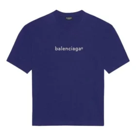 Balenciaga SS21 herre-T-skjorte med logo-trykk i alfabetet, korte ermer, blå 612966TIV545400