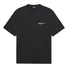 Balenciaga SS21 kortærmet T-skjorte for menn med brodert logo, svart 641675TKV861070