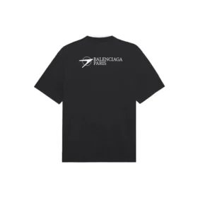 Balenciaga SS21 kortærmet T-skjorte for menn med brodert logo, svart 641675TKV861070