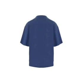 Balenciaga SS21 løpetrøye for menn med mønstertrykk og logo, løs passform, kort ermet, blå 641614TJVK64866