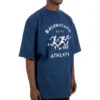 Balenciaga SS21 løpetrøye for menn med mønstertrykk og logo, løs passform, kort ermet, blå 641614TJVK64866