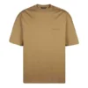 Balenciaga SS21 løstsittende T-skjorte med rund hals, brodert alfabetlogo og korte ermer for menn, khaki 612966TJV879504