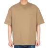 Balenciaga SS21 løstsittende T-skjorte med rund hals, brodert alfabetlogo og korte ermer for menn, khaki 612966TJV879504