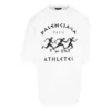 Balenciaga SS21 maraton-løpetrøye for menn med mønstertrykk og logo, kort ermet, hvit 641614TJVK69040