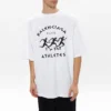 Balenciaga SS21 maraton-løpetrøye for menn med mønstertrykk og logo, kort ermet, hvit 641614TJVK69040