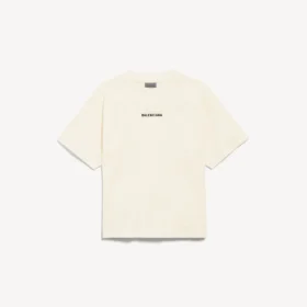 Balenciaga-T-skjorte for kvinner med medium passform og «Balenciaga Back»-motiv i kremfarge