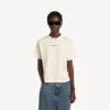 Balenciaga-T-skjorte for kvinner med medium passform og «Balenciaga Back»-motiv i kremfarge