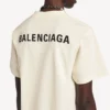 Balenciaga-T-skjorte for kvinner med medium passform og «Balenciaga Back»-motiv i kremfarge