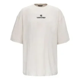 Balenciaga-T-skjorte med alfabetlogo, korte ermer, grå og hvit, for menn 641614TJVA99054