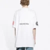 Balenciaga x NASA Crossover FW21 for menn, løs passform, rund hals, korte ermer, hvit 651795TKVD79040