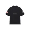 Balenciaga x NASA Crossover FW21 romfartsmønstret bomullspique-skjorte i ensfarget svart for menn 662493TKVG11070