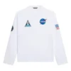 Balenciaga x NASA Crossover Space Printing langermet T-skjorte med rund hals for menn, hvit 662496TKVD79040