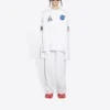 Balenciaga x NASA Crossover Space Printing langermet T-skjorte med rund hals for menn, hvit 662496TKVD79040