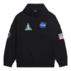 Balenciaga x NASA FW21 Crossover Logo Cotton Classic med hette, løs passform og lange ermer for menn, svart 651799TKVD81070