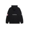 Balenciaga x NASA FW21 Crossover Logo Cotton Classic med hette, løs passform og lange ermer for menn, svart 651799TKVD81070