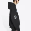 Balenciaga x NASA FW21 Crossover Logo Cotton Classic med hette, løs passform og lange ermer for menn, svart 651799TKVD81070