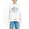 Balenciaga x Pink Martini langermet T-skjorte, oversized «Ecru» 699191TMVN99800
