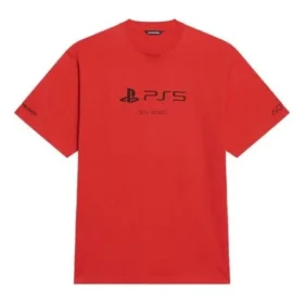 Balenciaga x PlayStation-samarbeid FW21 PS5 Alfabetisk geometrisk mønster, kort ermet, unisex, rød 651795TKVF36552 Balenciaga x PlayStation-samarbeid FW21 PS5 Alfabetisk geometrisk mønster, kort ermet, unisex, rød 651795TKVF36552