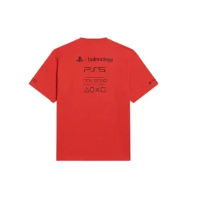 Balenciaga x PlayStation-samarbeid FW21 PS5 Alfabetisk geometrisk mønster, kort ermet, unisex, rød 651795TKVF36552 Balenciaga x PlayStation-samarbeid FW21 PS5 Alfabetisk geometrisk mønster, kort ermet, unisex, rød 651795TKVF36552