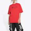 Balenciaga x PlayStation-samarbeid FW21 PS5 Alfabetisk geometrisk mønster, kort ermet, unisex, rød 651795TKVF36552