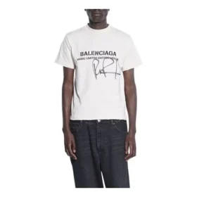 Balenciaga x RuPaul, felles signert, FW21, bokstavtrykk, rund krage, herre, hvit 670943TLV579057 Balenciaga x RuPaul, felles signert, FW21, bokstavtrykk, rund krage, herre, hvit 670943TLV579057