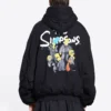 Balenciaga x The Simpsons vattert bomber-hettegenser «Black» 657115TLVG71000