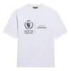 Balenciaga x WFP 1. generasjon crossover-trykt logo-genser med rund hals og korte ermer for menn, grå 612966THV841167