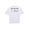 Balenciaga x WFP 1. generasjon crossover-trykt logo-genser med rund hals og korte ermer for menn, grå 612966THV841167