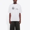 Balenciaga x WFP 1. generasjon crossover-trykt logo-genser med rund hals og korte ermer for menn, grå 612966THV841167